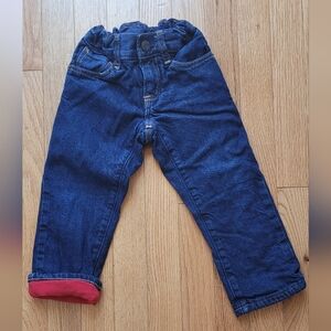 GAP 3T Dark Denim Jeans With Fleece Lining And Adjustable Waist